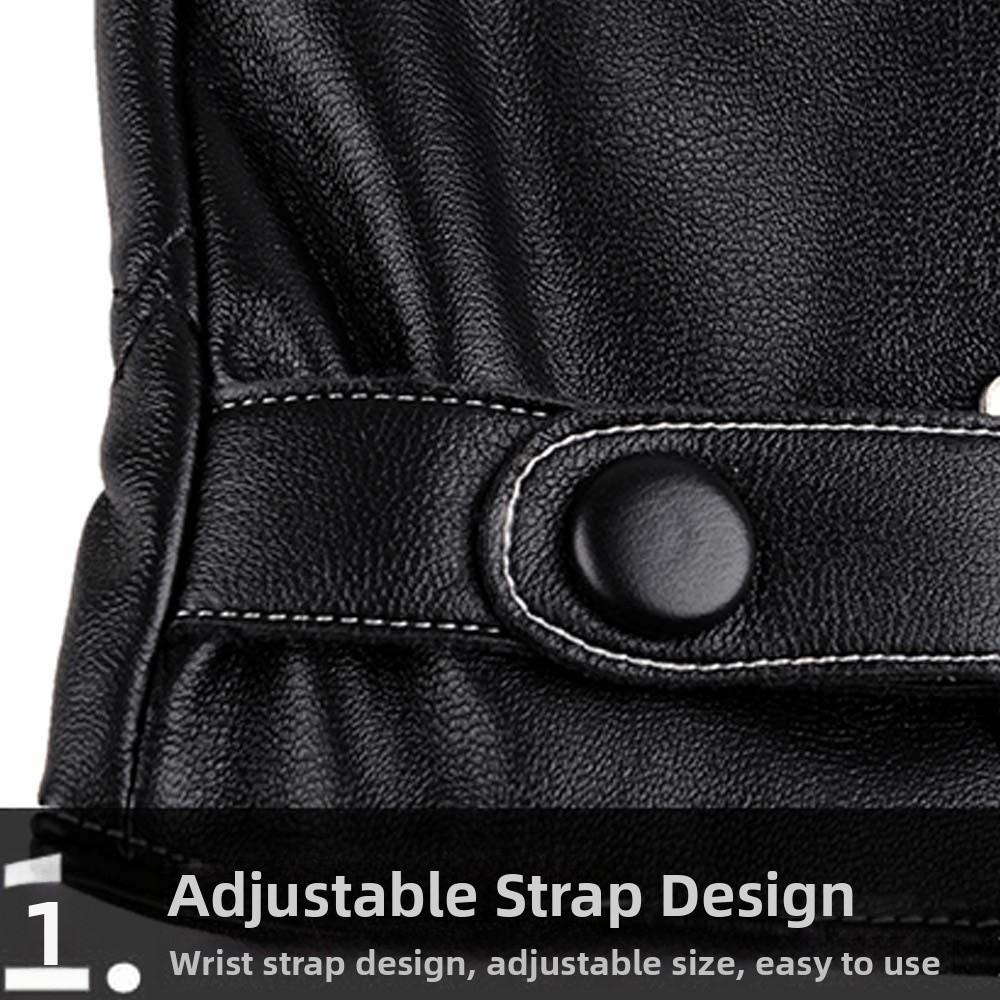 1pair  Black Thickened Gloves Waterproof Windproof Mittens PU Anti-cold Gloves  Autumn