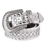 Unisex Fashion Rivet Belt with Rhinestone Alloy Pin Buckle