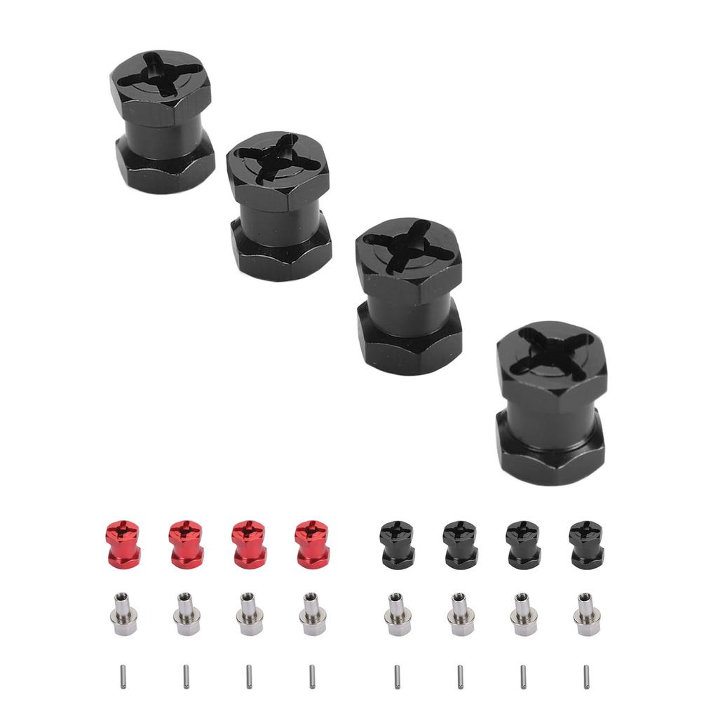 4PCS RC Wheel Hex Spacers 12mm Dia 15mm Length Hex Hub Extenssion with Metal Locking Lug Nut and Loc