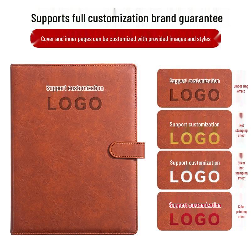 A4 Magnetic Leather Document Folder: Multifunctional Business Manager with Custom Logo