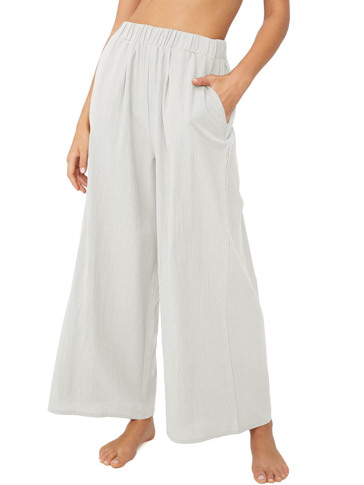 

2026 Women s Solid High Waist Loose Casual Wide Leg Pants XL