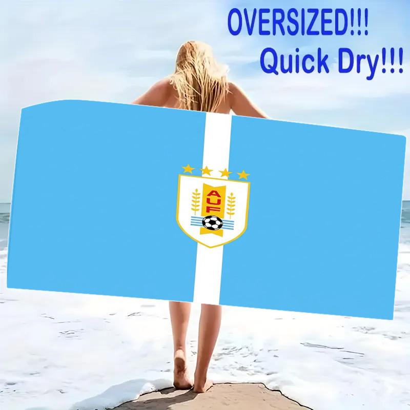 Uruguay Celeste Football Print Beach Towel, Large Soft Quick Dry Towel for Beach Camping Swimming