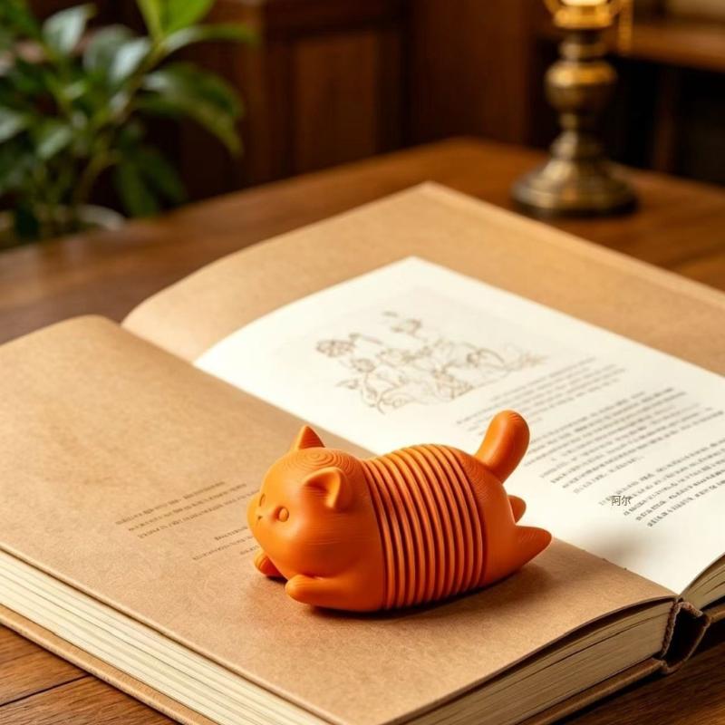 3D Printed Orange Cat Fidget Toy Soft Non-Toxic Stress Relief Toy for Bedroom Desk Decor Valentine's Day Gift