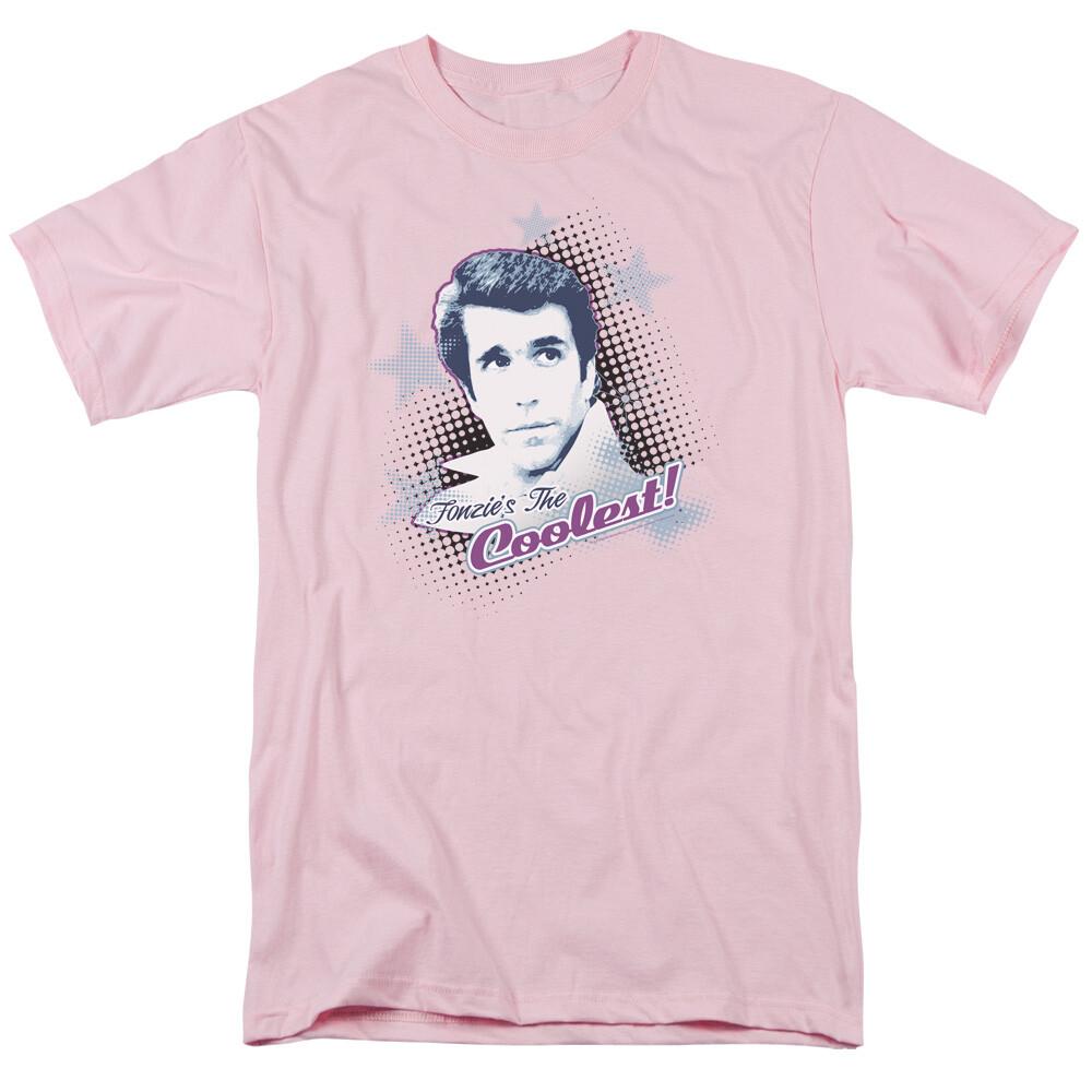 Happy Days The Coolest Logo T Shirt Mens Fonzie Licensed Classic TV Light Pink L