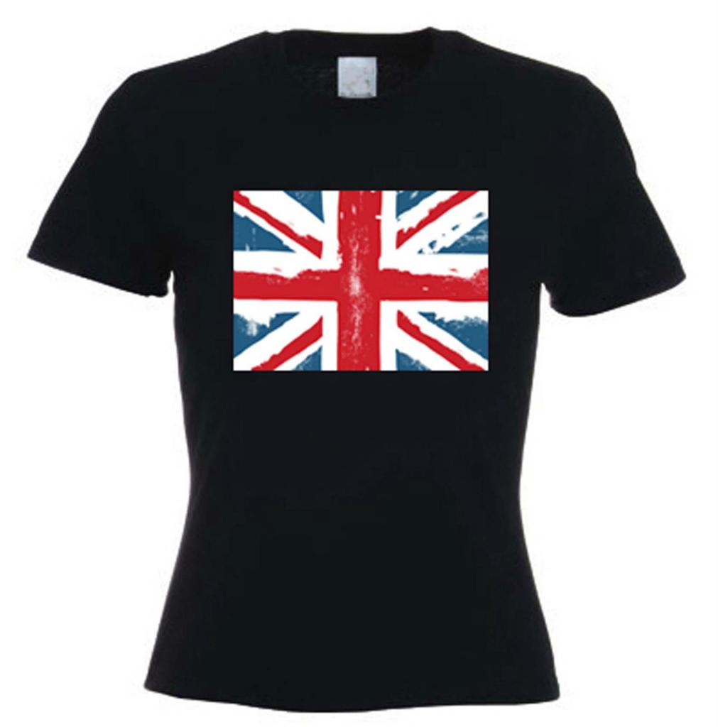 Union Jack Ladies T-Shirt Holidays Football GB UK Athletics Sizes S To XL