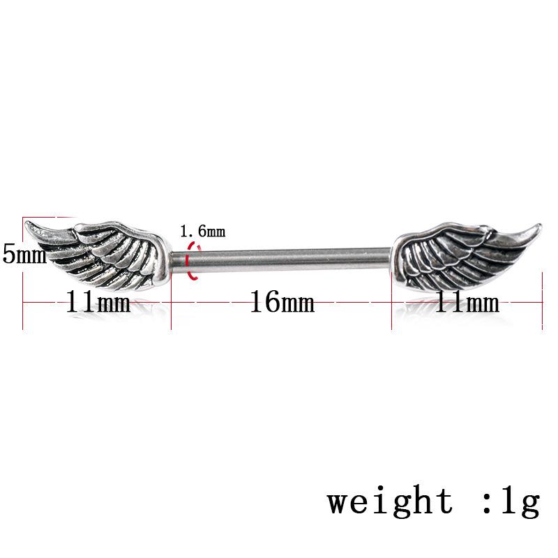 Inslashing Wings Milk Ring Milk Ring Sexy Lady Stainless Steel Puncture Jewelry