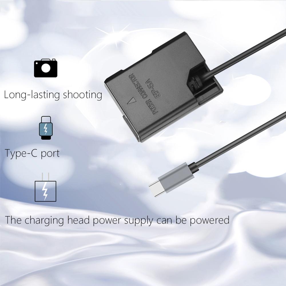 PD USB-C To EP-5A EN-EL14 Dummy Battery Power Adapter for Nikon D3100 D3200 D3300 D3400 D3500 D5100 D5200 D5300 D5500 D5600