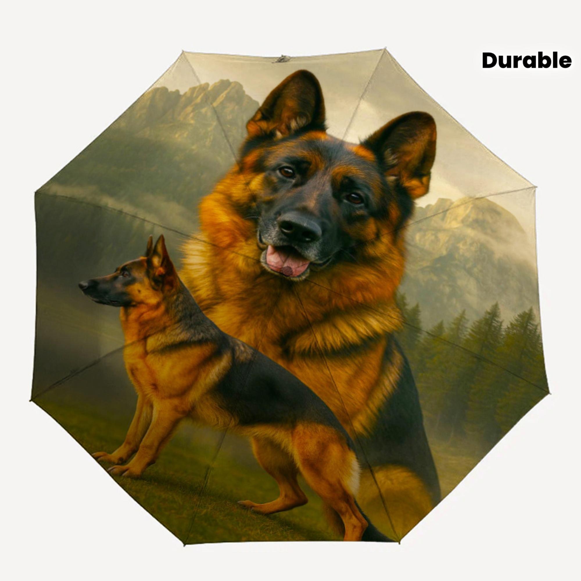 

1pc German Shepherd And Puppy Umbrella - Foldable Durable Iron Frame Iron Rod Structure Suitable for All Seasons Portable Trav