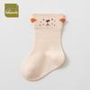 Spring & Summer Thin Combed Cotton Baby Socks, 0-1 Year, Cartoon 3D, Seamless Mid-Calf with Loose Cuff