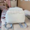 Nylon Plaid Backpack Women's Fashionable Casual School Bag Lightweight Travel Rucksack with Multiple Pockets
