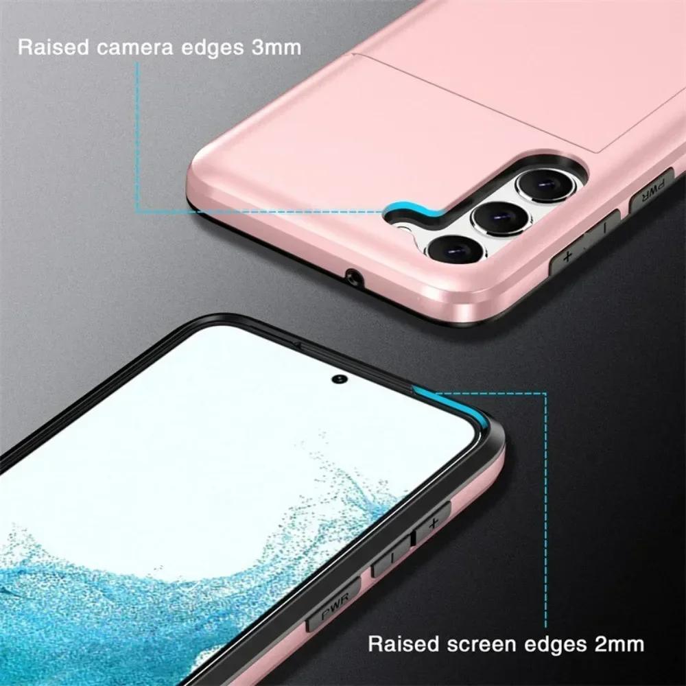 Case For Samsung Galaxy S25 Edge S24 S22 S23 S21 S20 FE 20 Ultra Plus Card Holder Slot Protective Shockproof Wallet Cover