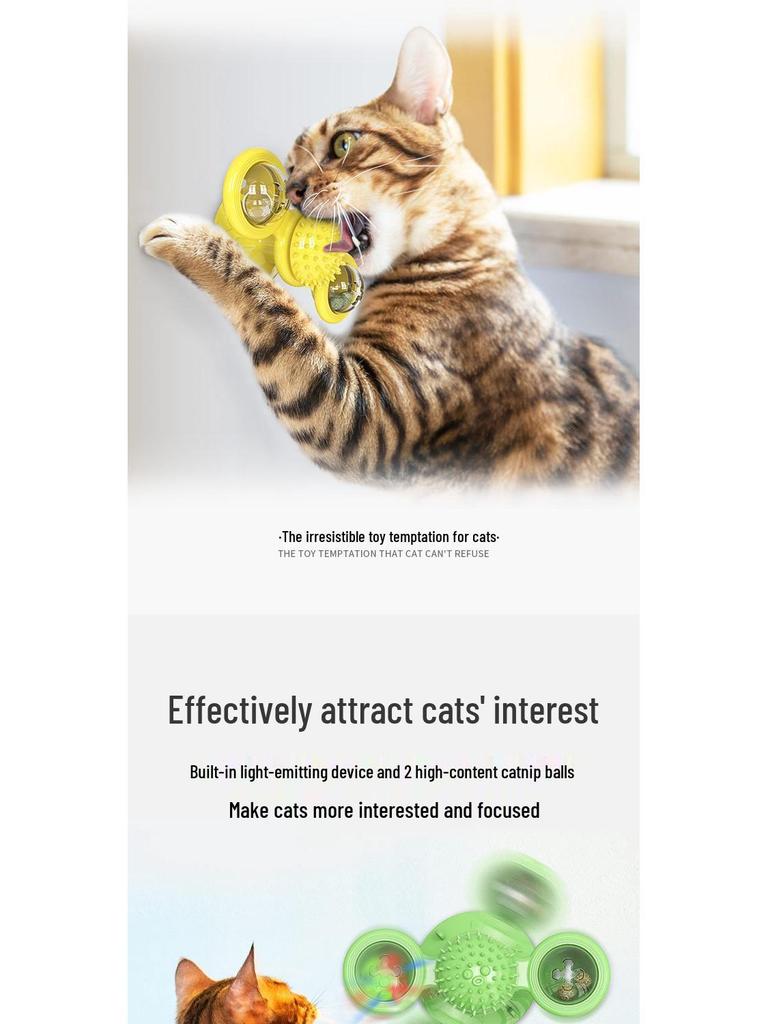 Hot-Selling Windmill Spinning Cat Toy with Scratcher and Fur Remover Brush