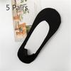5 Pairs of Women's Summer Thin Solid Color Ice Silk Invisible Silicone Non Slip Socks