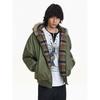 Blaexit Plaid Patchwork Shearling Collar Cotton Bomber Flight Jacket for Men, Thickened for Winter