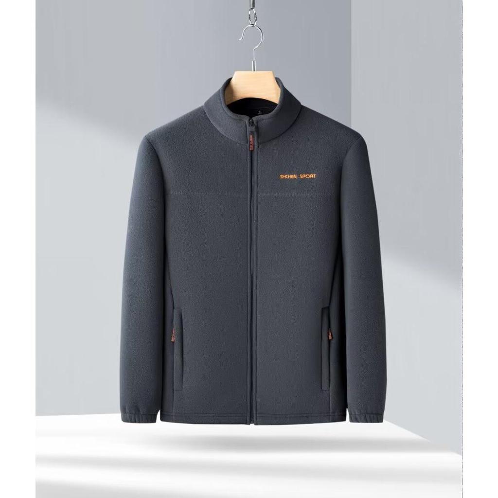 Men's Plus Size Stand Collar Fleece Jacket - Loose Fit for Spring and Autumn