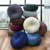 European Luxury Velvet Throw Pillow Cushion Round Fabric Handmade Pleated Wheel Pumpkin Seat Cushion 35cm