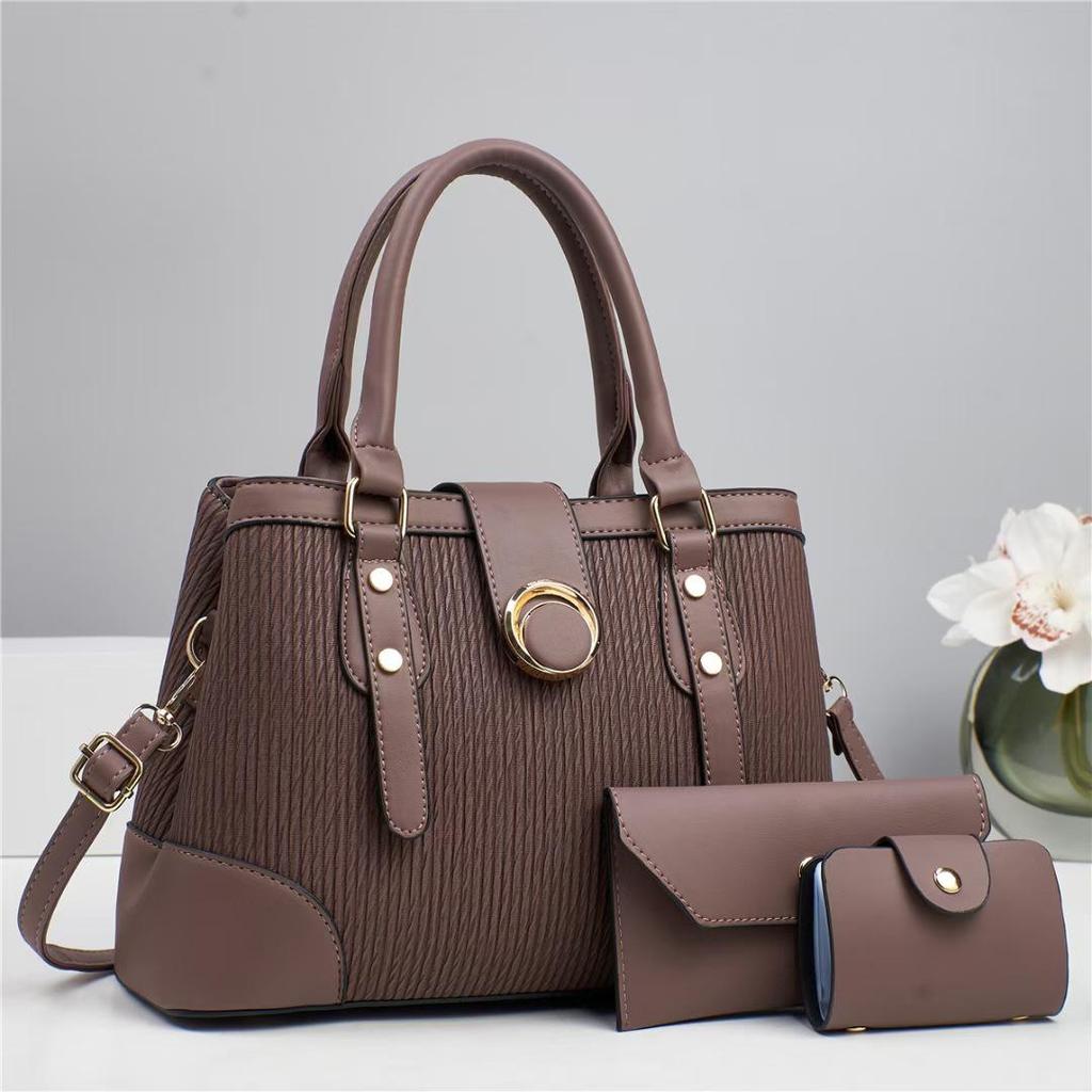 Retro Three-Piece Handbag Set: Large Capacity, Fashionable, Versatile Women's Shoulder & Crossbody Bag