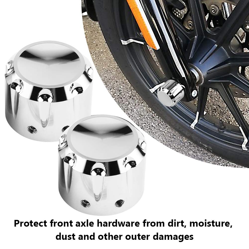 Akozon Motorcycle Front Axle Skull Nut Bolt Cover Caps, CNC Aluminum Motorcycle Front Axle Nut Covers, Axle Caps, 2 Pieces (Plated Color)
