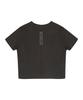 MOZMOZ Pintuck Print Crop Short Sleeve T-Shirt Charcoal