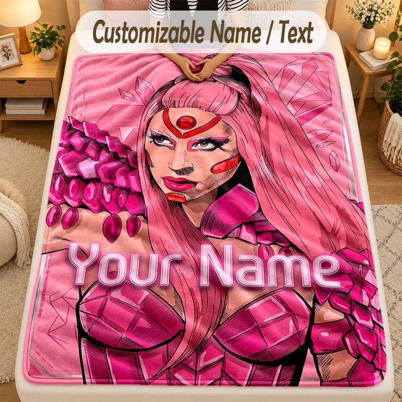 Flannel BlanketLady Gaga Custom Name Text Personalized Soft Warm Throw Blanket Home Decor Gift