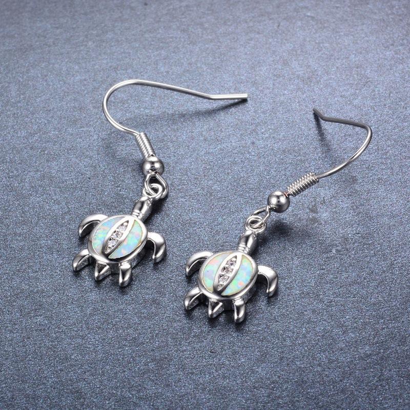 Wishins style platinum opal white diamond turtle earrings personalized design jewelry белый