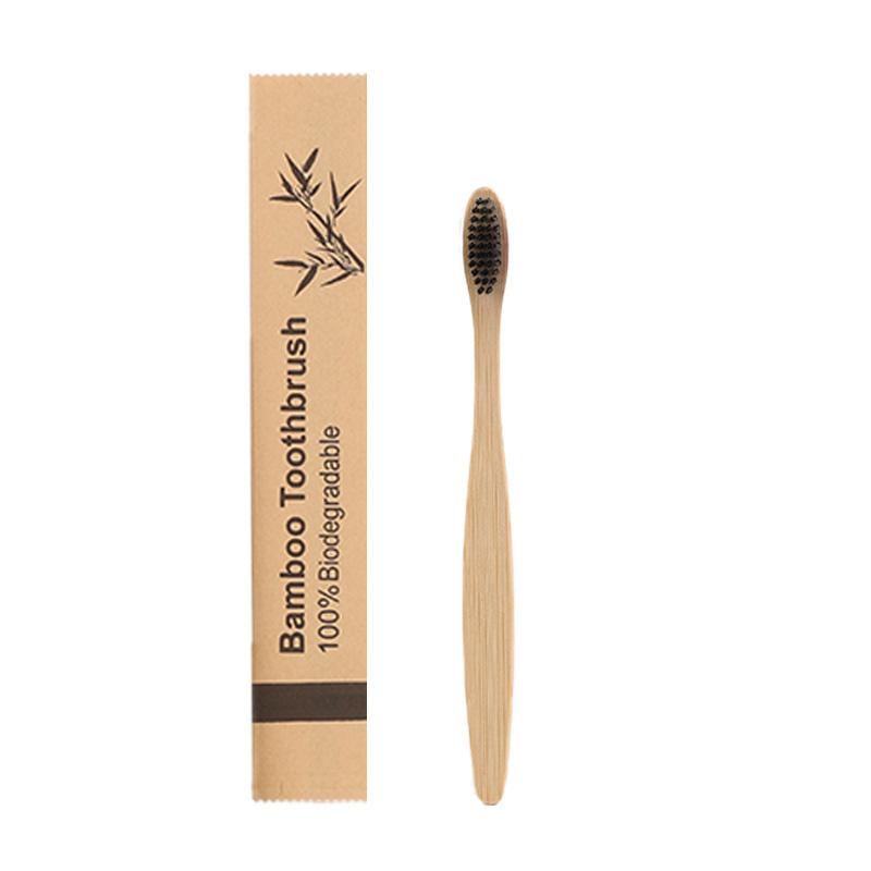 Stock and Custom with Logo Eco Friendly Kraft Paper Bag Soft Natural for Adults and Kids Bamboo Toothbrush чёрный