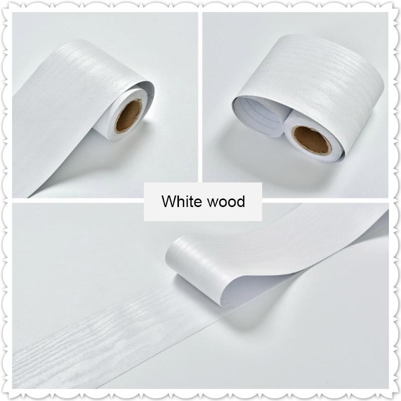 YUNPOINT Self-Adhesive Baseboard Wall Stickers Waterproof Waist Line Wood Grain Wallpaper Door Frame Window Sill Furniture Film