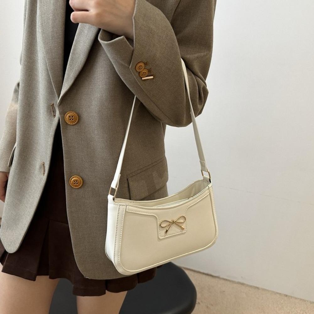 Reißverschluss Schleife Umhängetasche PU Leder Damen Handtasche Luxus Bowknot Unterarmtasche Mädchen