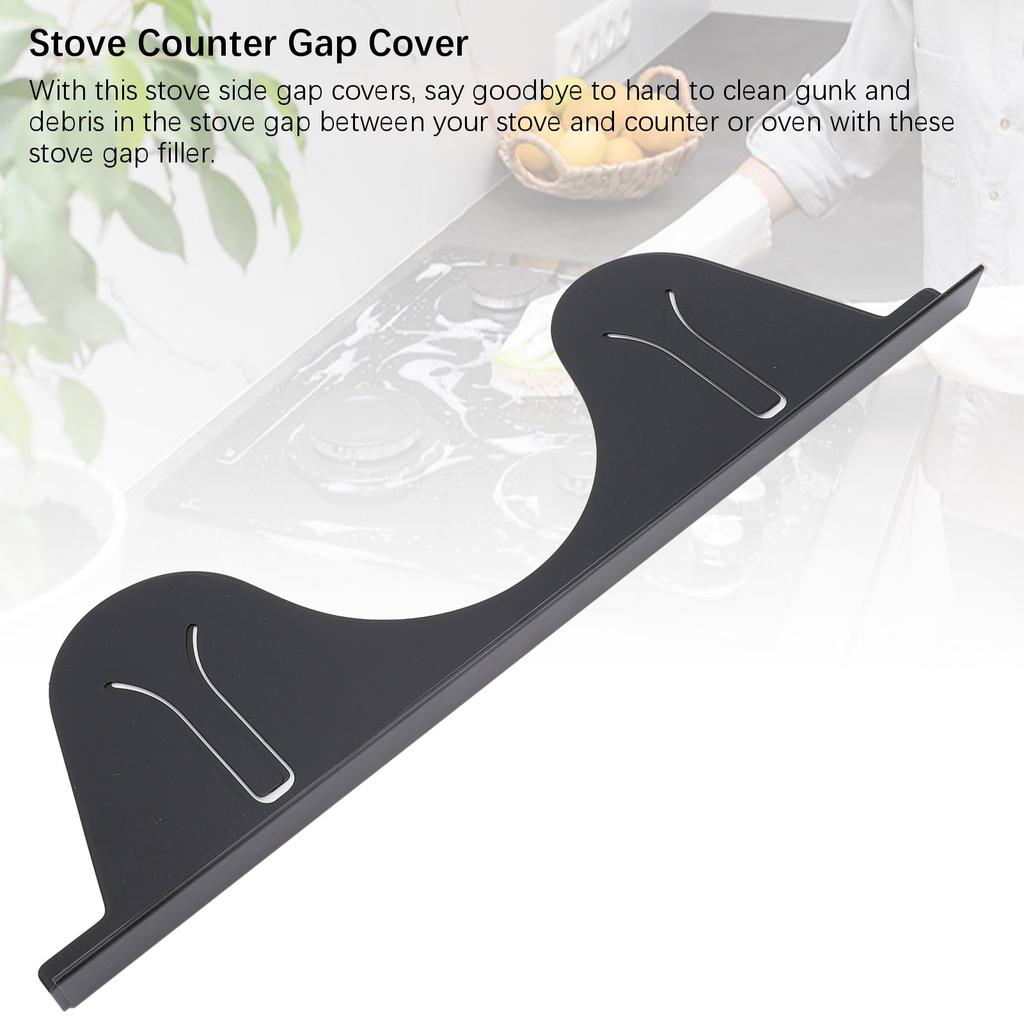2 Pair Stainless Steel Stove Gap Covers Stove Gap Filler Range Trim Kit Stove Gap Guards Heat Resistant Adjustable Length 35-70cm Black