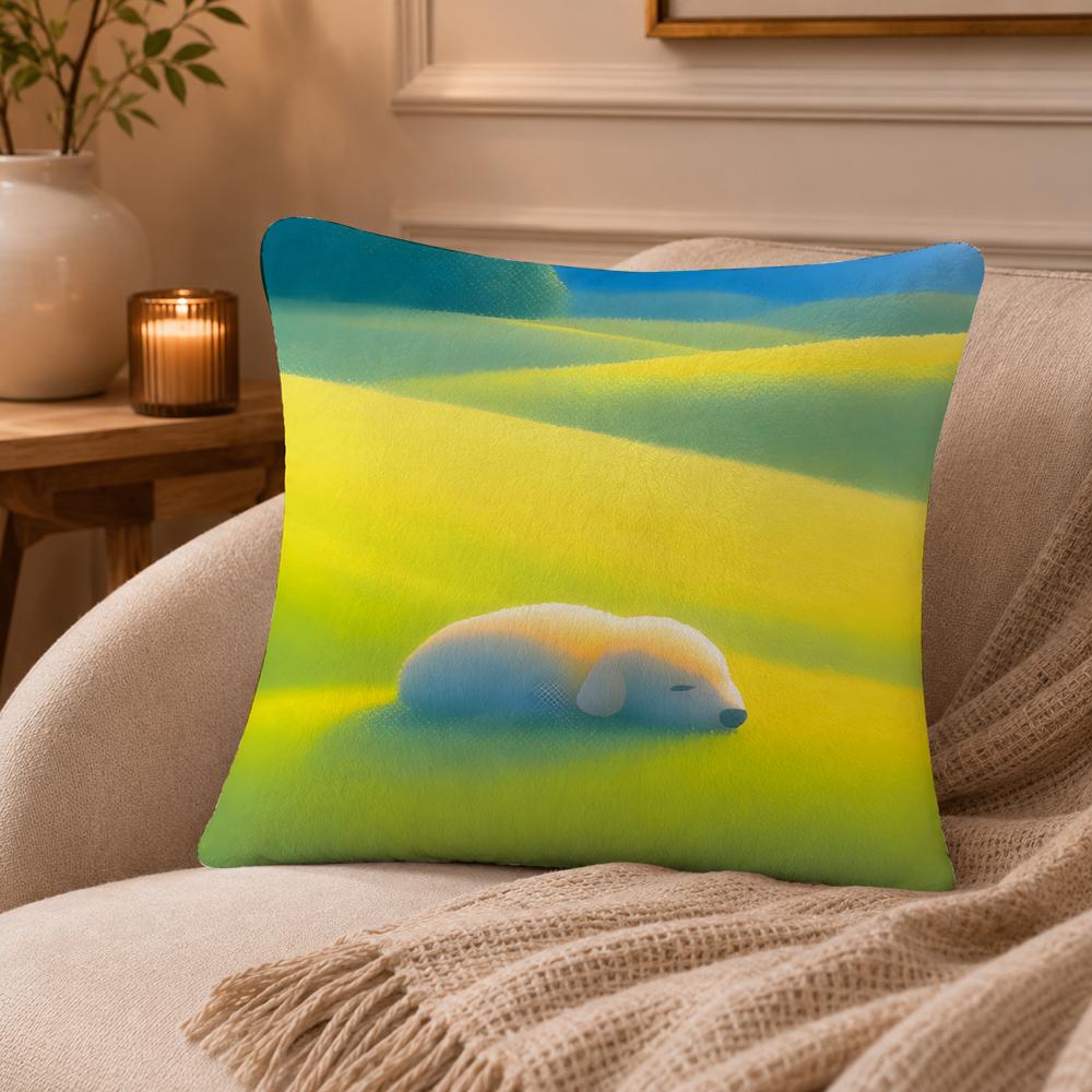 Cute Animals Spring Sleep Series Cushion Cover Anti-dustmite Pillowcase Invisible zipper silky short plush Sofa cushion cover