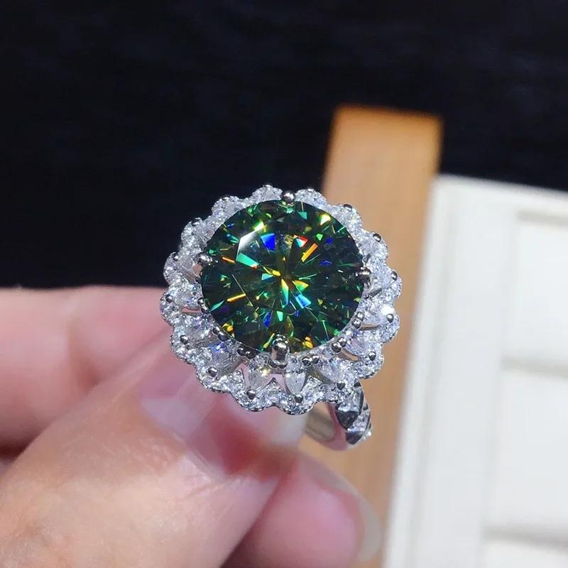 European And American Party New Women'S Ring Green Cube Zirconia Gorgeous Women'S Accessories Anniversary