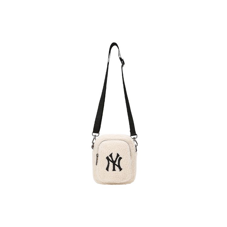 MLB New York Yankees Fleece Wool Mini Shoulder Crossbody Bag Women Bags White 32BGDF011-50I