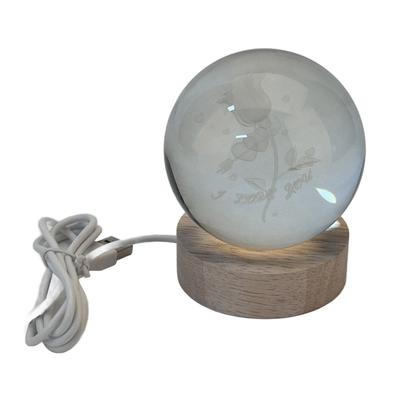 Kristallkugel 3D Leuchtende Glaskugel Ornament Innen Geschnitztes Nachtlicht Kristallkugel Dekoration mit