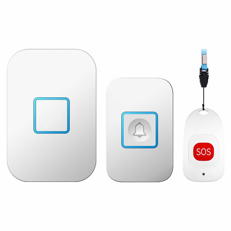 Wireless Emergency Help Pager & Doorbell for Elderly Care, Waterproof & Portable белый