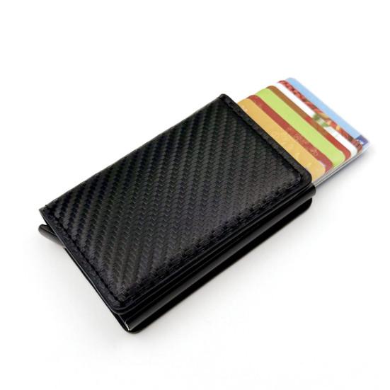 Men Pop-up Wallet RFID Blocking Card Holder Anti-Theft Slim Aluminum Alloy Wallet Pocket Wallet for Cash Credit Cards