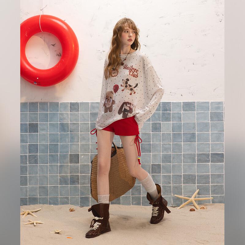 UNIFREE Sweet Cartoon Print Loose Fit T-Shirt