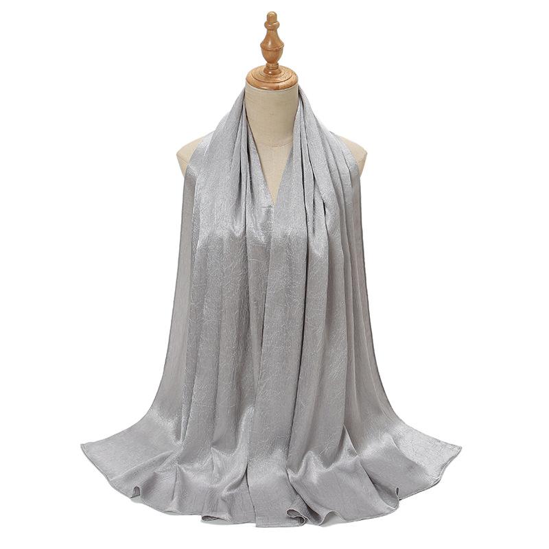 New Satin Silky Simulation Silk Long Scarf Shawl Pleated Solid Color Women's Long Scarf Headscarf