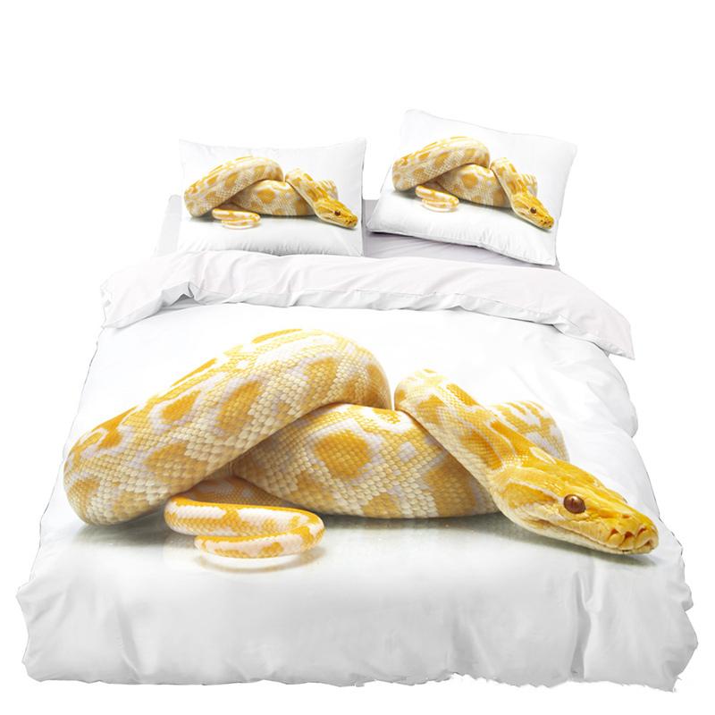 Snake Duvet Cover 3D Reptile Print Bedding Set Queen Size For Kids Adults Living Room Decor Green Snake Cobra Comforter Cover