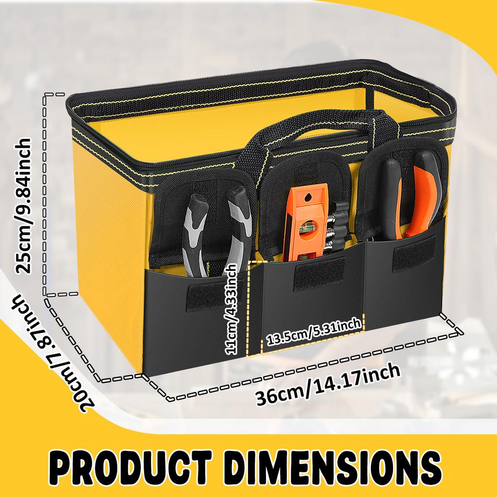 Multifunktions-Werkzeugkasten Oxford-Stoff Wasser Elektriker Arbeitswerkzeugtasche Mehrere Taschen Sturzsichere Aufbewahrungstasche für Heimwerker, Zimmermann
