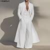 Oversized Men Long Sleeve Shirts Long Jumpsuit Casual Two Pieces Sets Outfits