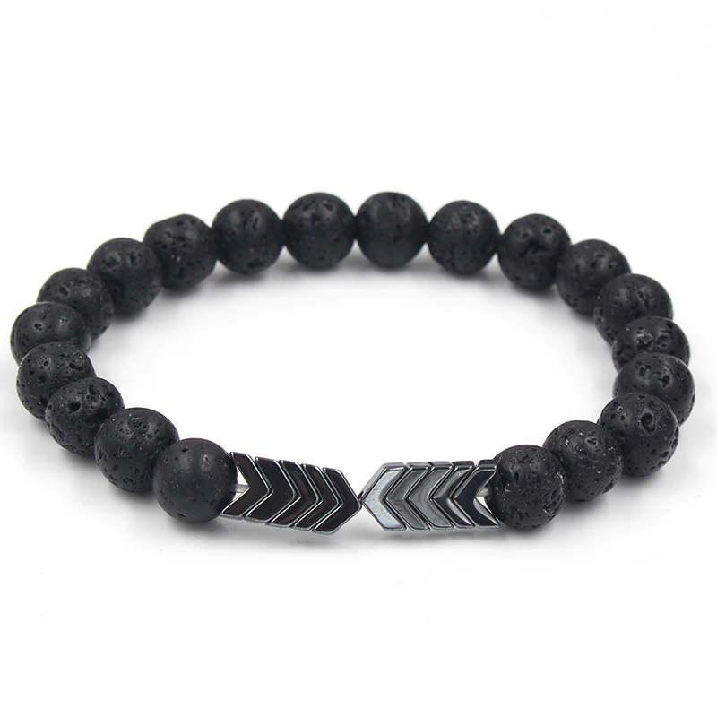 Volcanic and Black Iron Stone Couple Bracelets - Shining Gemstone Style.