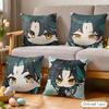 Xiao Cute Genshin Impact Cushion Cover Silky Short Plush Invisible Zipper Dustproof Sofa Pillow Case For Home Decor