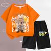 Children's LBB Fashion Casual Short-sleeved Shirt and Shorts Two-piece Set, Summer Loose Sportswear for Boys and Girls