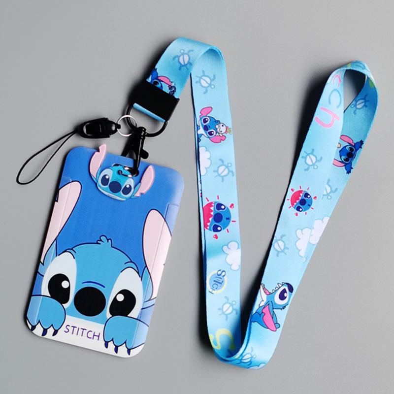 New Stitch Card Holder Anti-lost Cartoon Neck Strap Card Holder Nd Girls Toy Lanyard Badge Clip Present High Quality