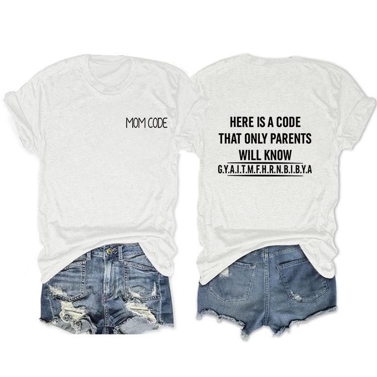 Fashion before and after here is a code letter print women's casual short sleeves