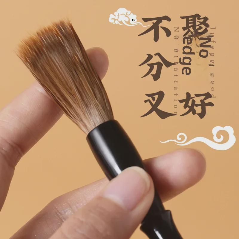 Wolf and Goat Hair Brushes for Primary School Calligraphy – Large, Medium, Small Solid Wood Brushes