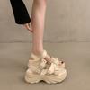 TUINANLE Sandalias de Tacón de Plataforma Gruesa para Mujer Verano Cuña con Hebilla Casual Cómodas de Color Sólido Sandalias de Playa
