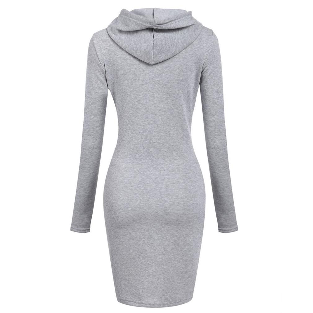 Women Casual Dress Long Sleeve Hooded Jumper Pockets Sweater Tops