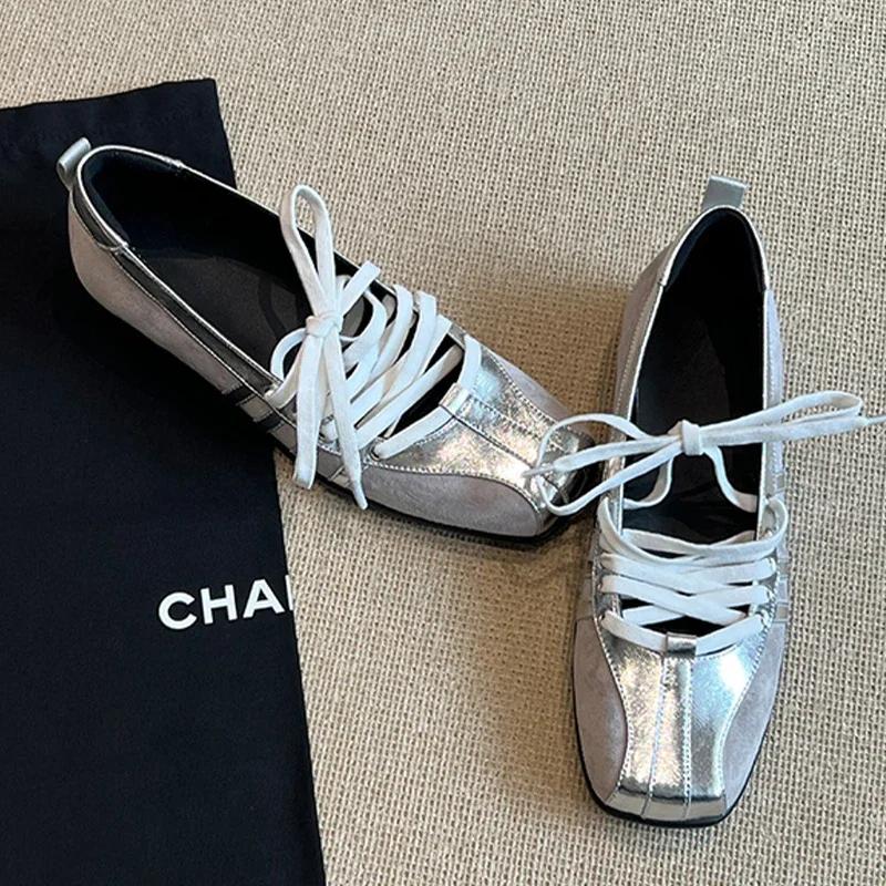 Fashion Women Sneakers Flats Loafers Shoes Casual Designer Sandals Woman Ballet 2025 Summer New Brand Lace Up Walking Mujer Sandalias