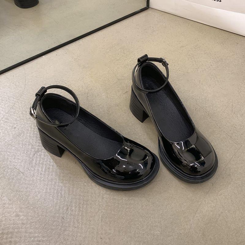 

Sweet small leather shoes women s spring and autumn new retro versatile small man light mouth thick heel non-slip Mary Jane shoes single shoes 35